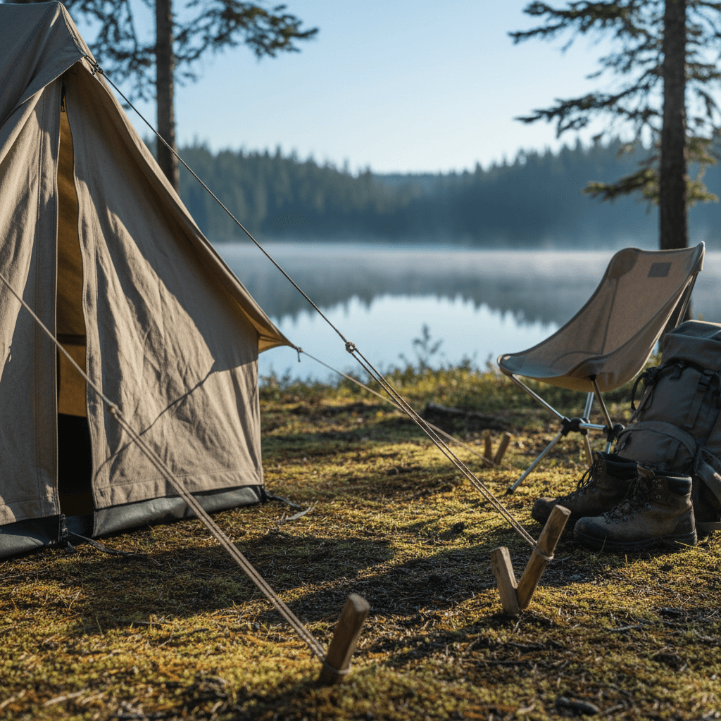 Panorama area camping dengan pemandangan laut
